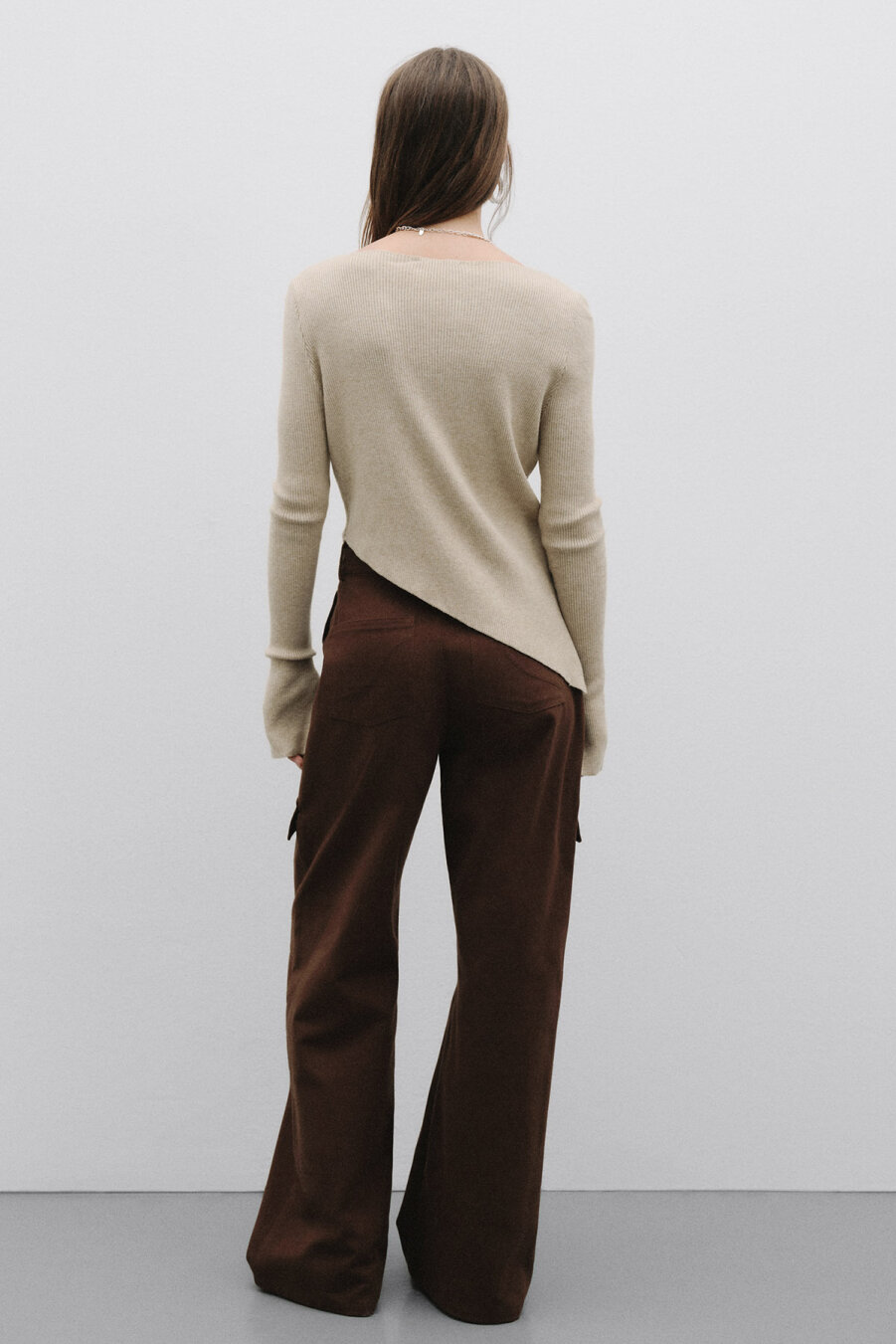 Knitwear Asymmetrical Knitted Sweater Beige - 4