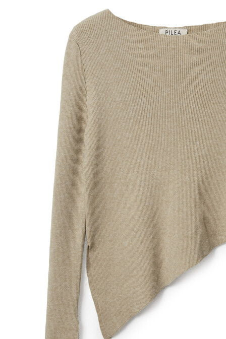Knitwear Asymmetrical Knitted Sweater Beige - 6