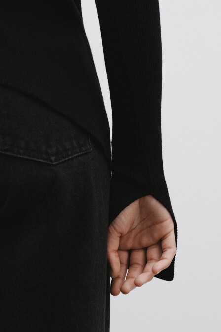 Knitwear Asymmetrical Knitted Sweater Black - 3