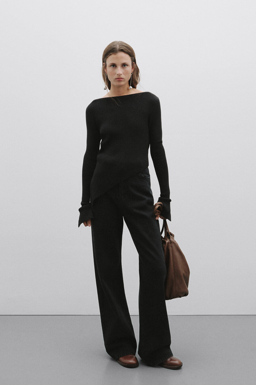 Knitwear Asymmetrical Knitted Sweater Black - 4