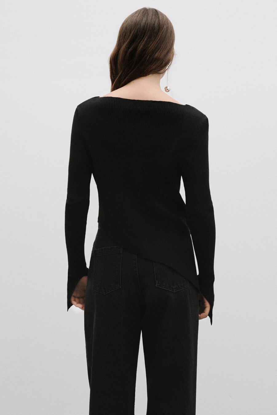 Knitwear Asymmetrical Knitted Sweater Black - 2