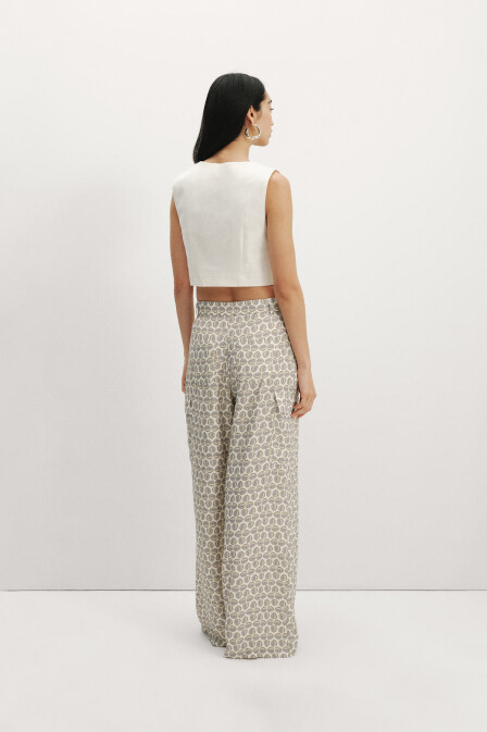Leaf Patterned Palazzo Trousers - 6