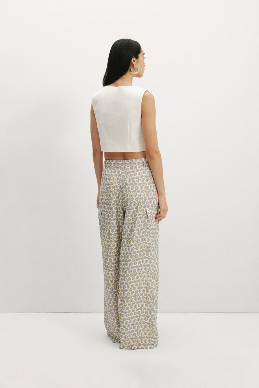 Leaf Patterned Palazzo Trousers - 6
