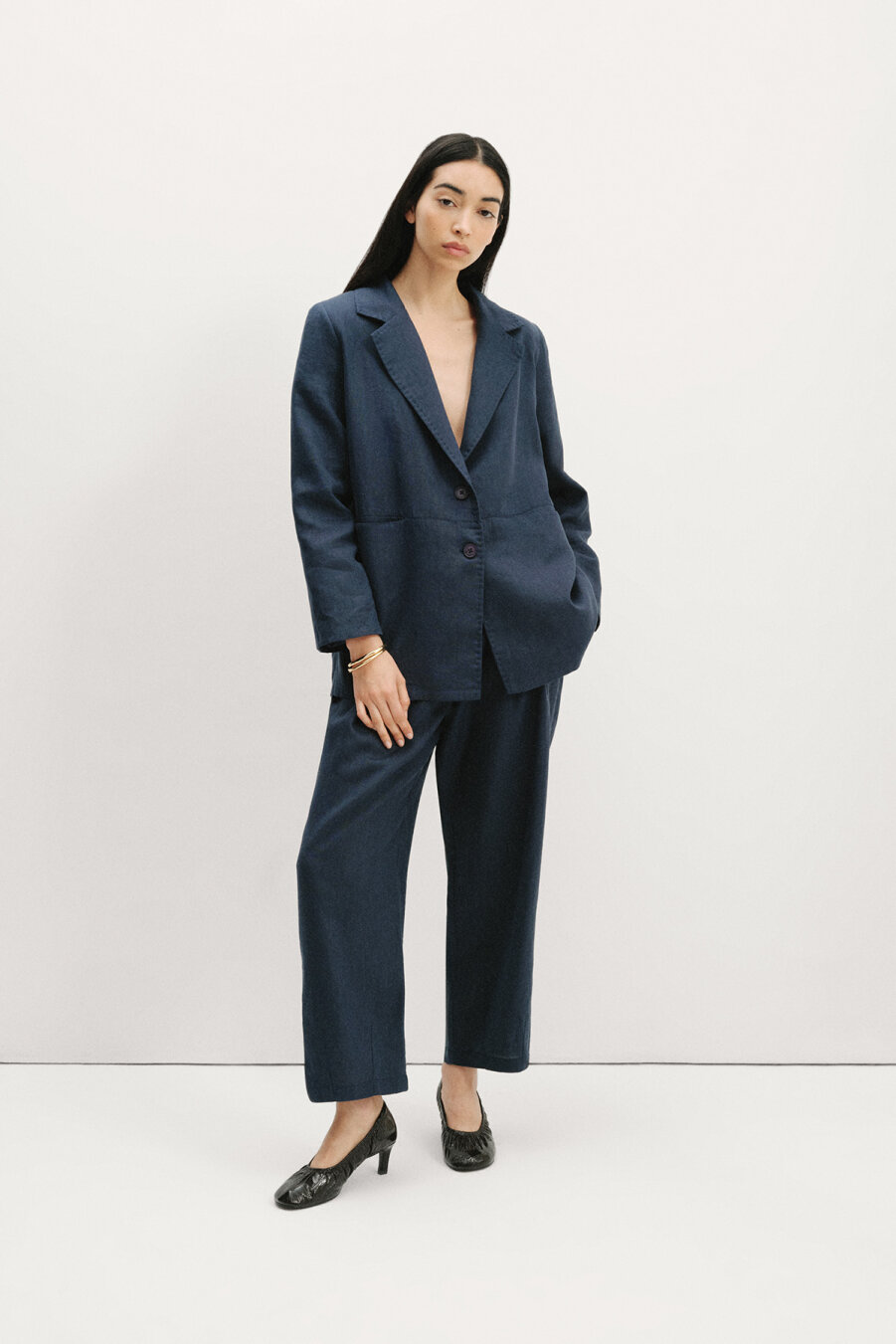 Linen Navy Blue Trousers - 6