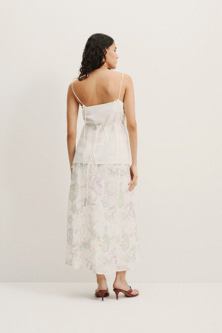 Linen Strappy Asymmetric Blouse - 3