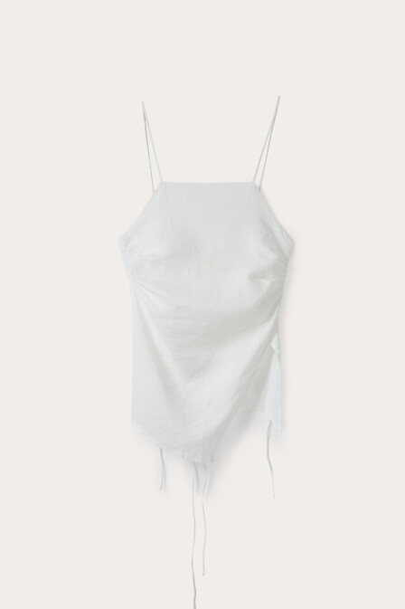 Linen Strappy Asymmetric Blouse - 4