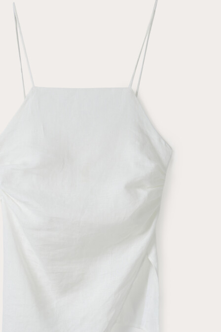 Linen Strappy Asymmetric Blouse - 6