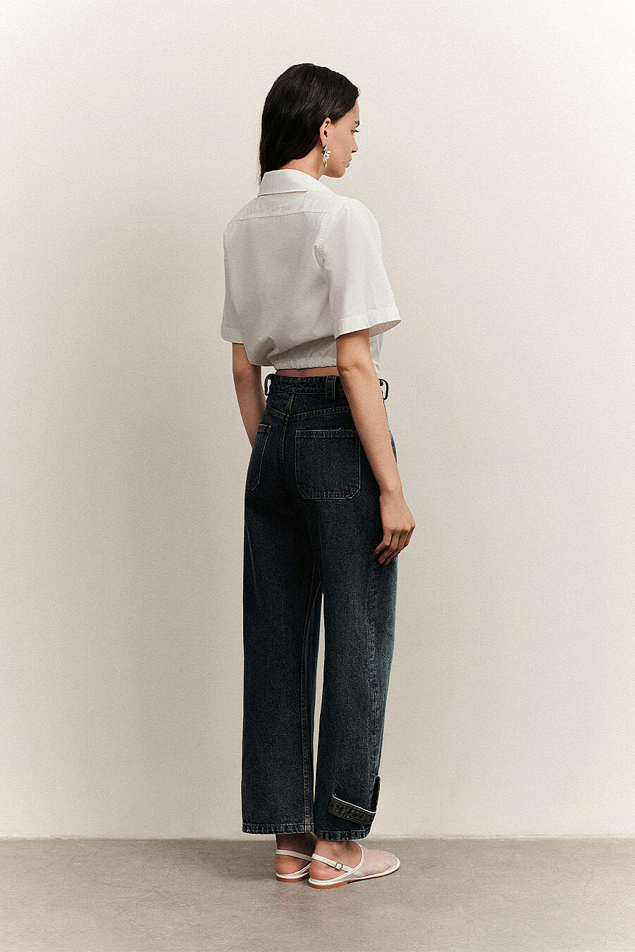 Liora Denim Pants with Hem Details - 4