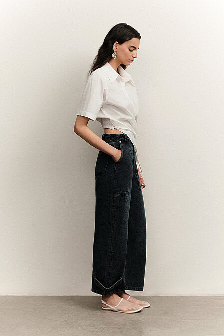 Liora Paça Detaylı Denim Pantolon - Pilea
