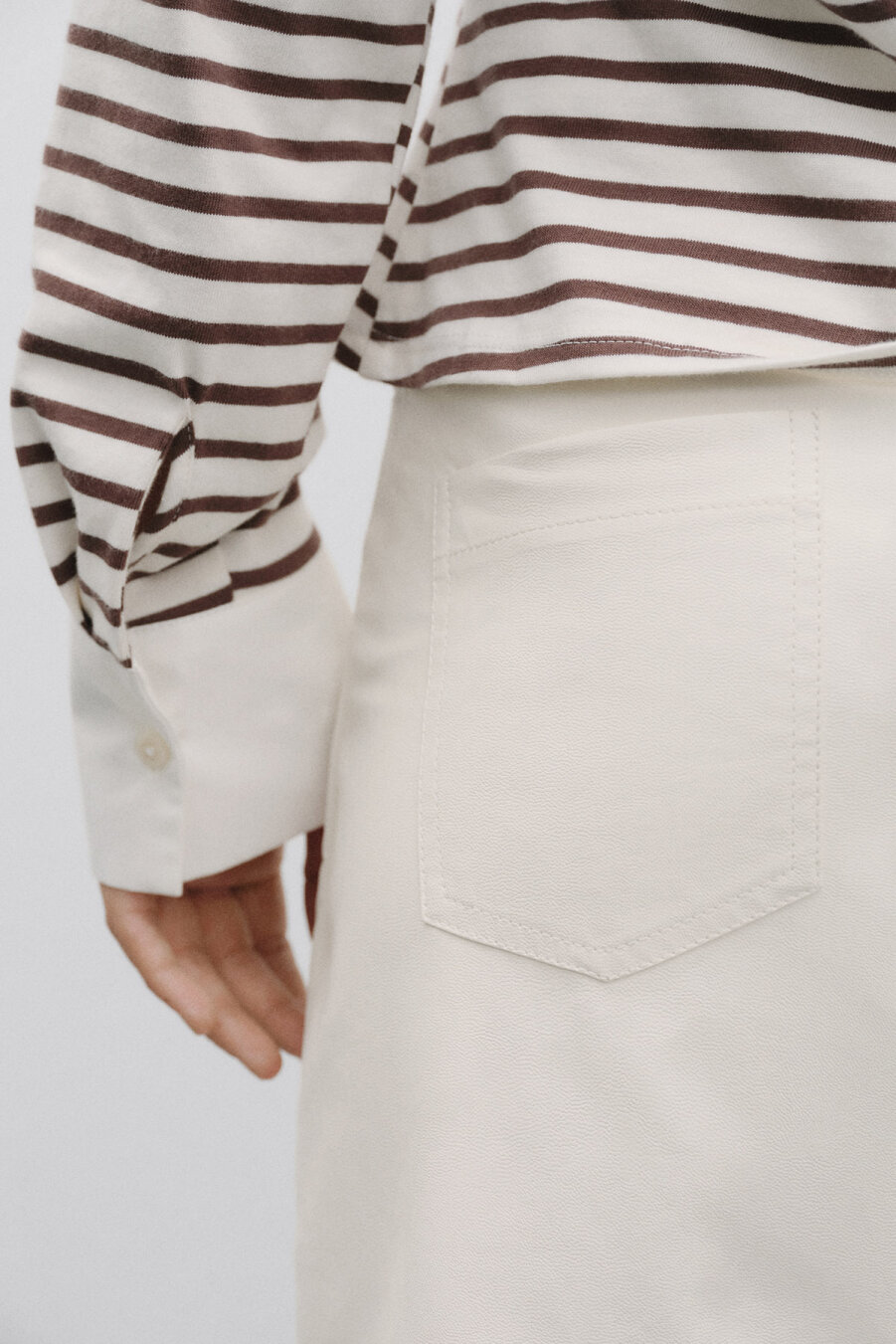 Liva Ecru Leather Trousers - 3