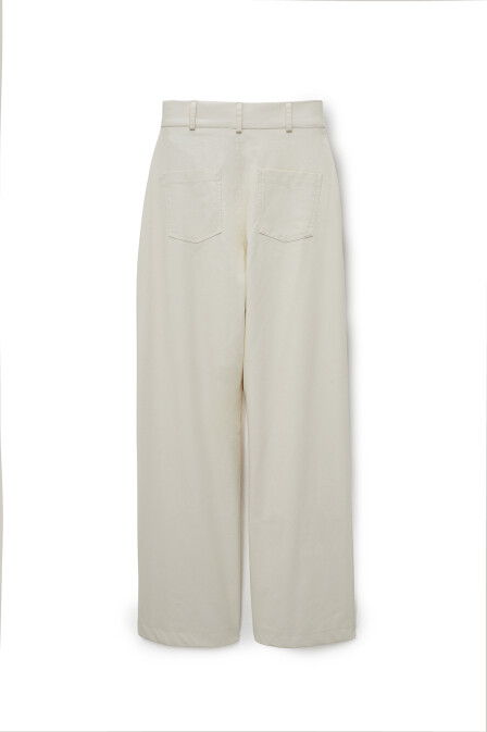 Liva Ecru Leather Trousers - 6