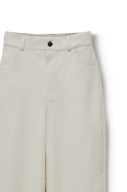 Liva Ecru Leather Trousers - 7