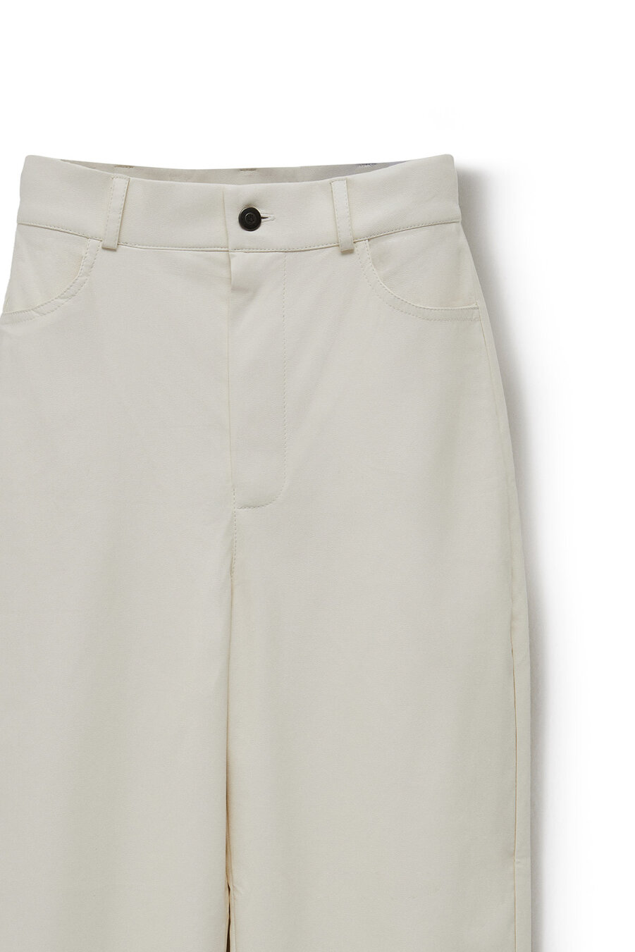 Liva Ecru Leather Trousers - 7