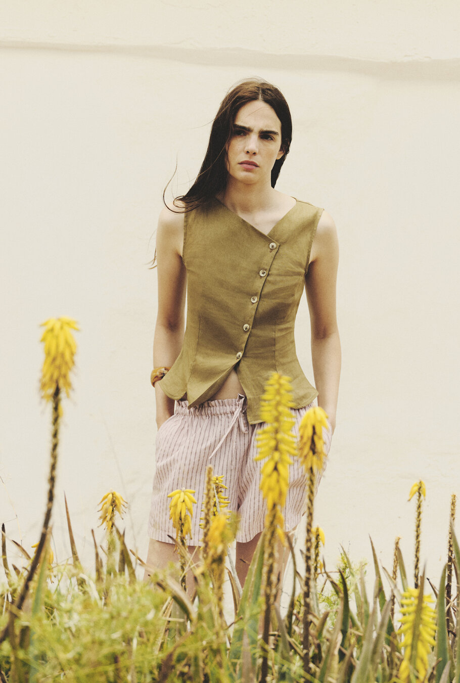 Lora Linen Asymmetrical Vest - 1