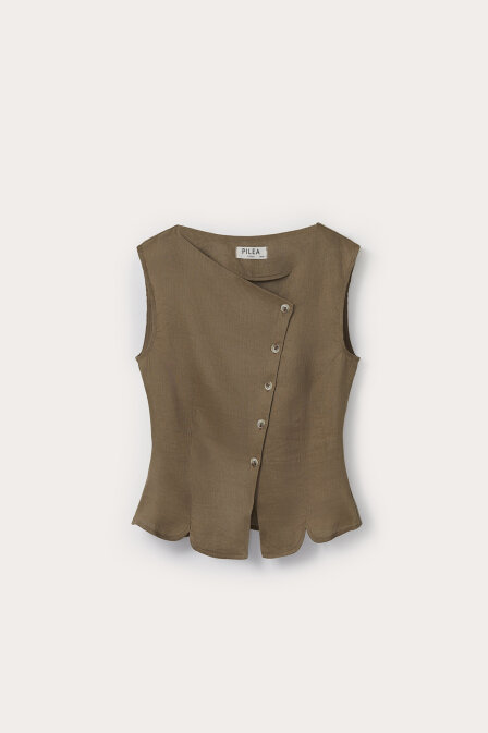 Lora Linen Asymmetrical Vest - 3