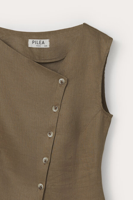 Lora Linen Asymmetrical Vest - 5