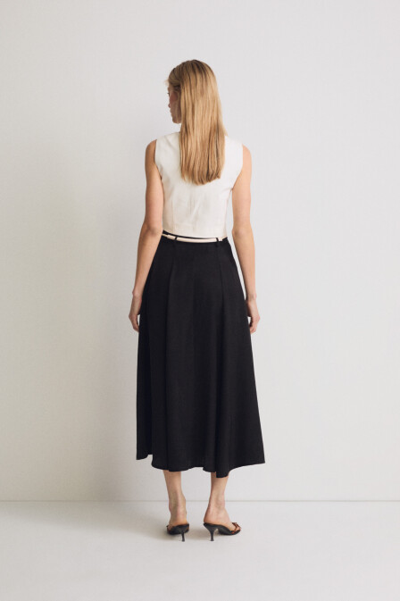 Lyocell Bell Black Skirt With Pockets - 3