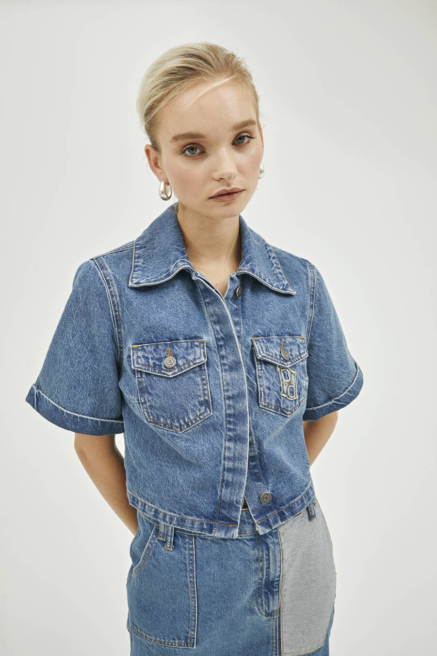 Lysia Crop Blue Denim Jacket - 2