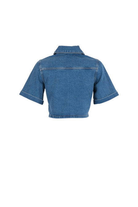 Lysia Crop Blue Denim Jacket - 2