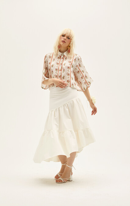 Marsia Asymmetric Cut Midi/Maxi Skirt - Pilea