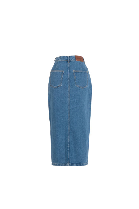 Rendy Cep Detaylı Midi Denim Etek - 2