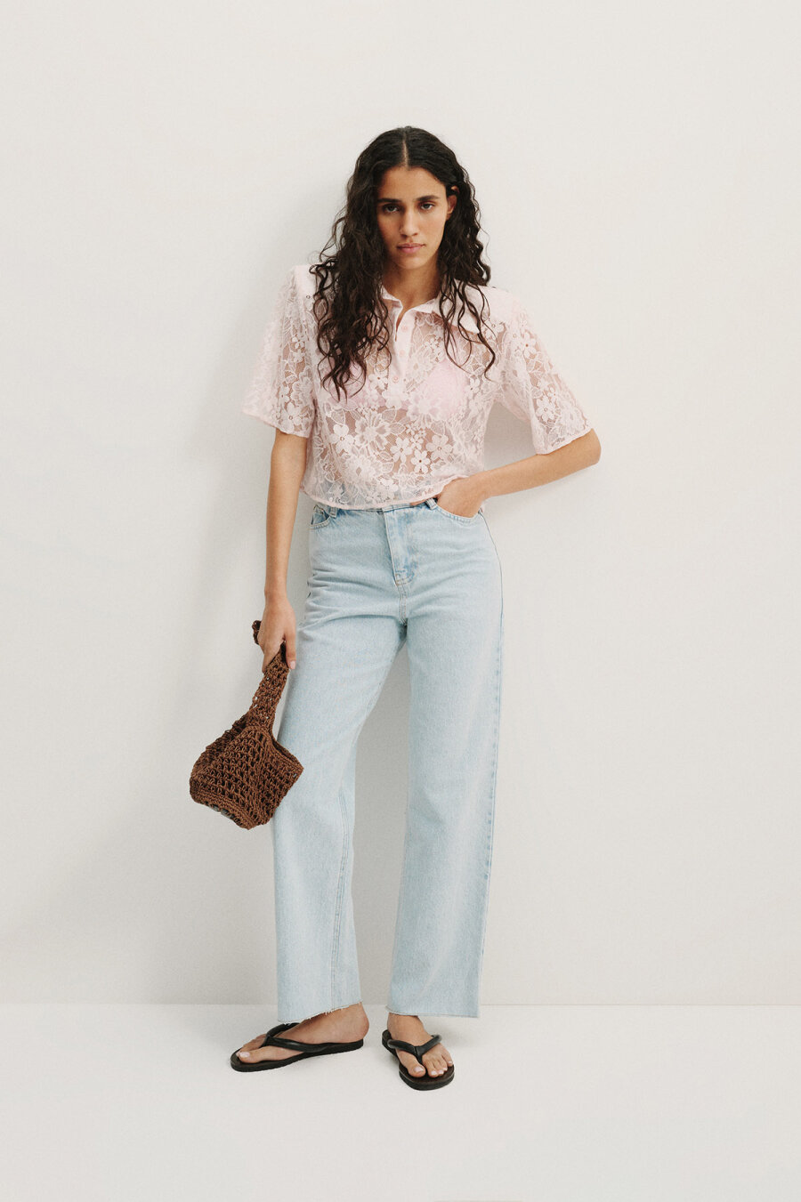 Mini Short Sleeve Lace Shirt - 2