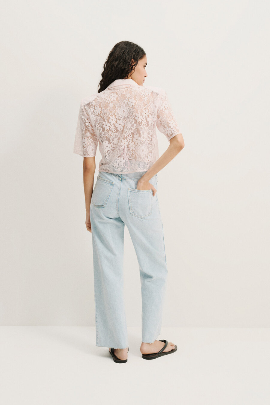Mini Short Sleeve Lace Shirt - 6