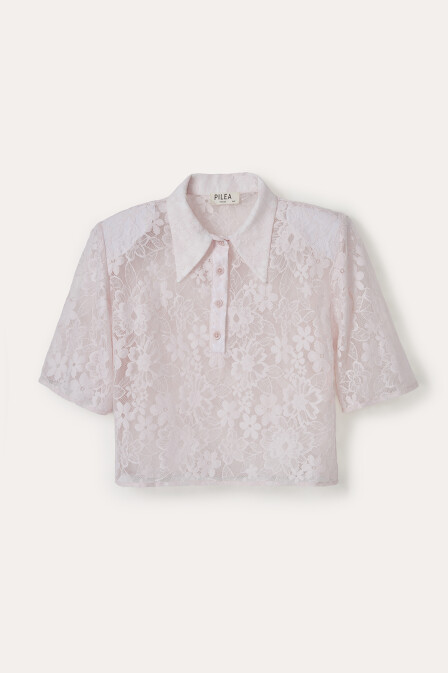 Mini Short Sleeve Lace Shirt - 3