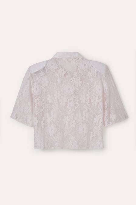 Mini Short Sleeve Lace Shirt - 4