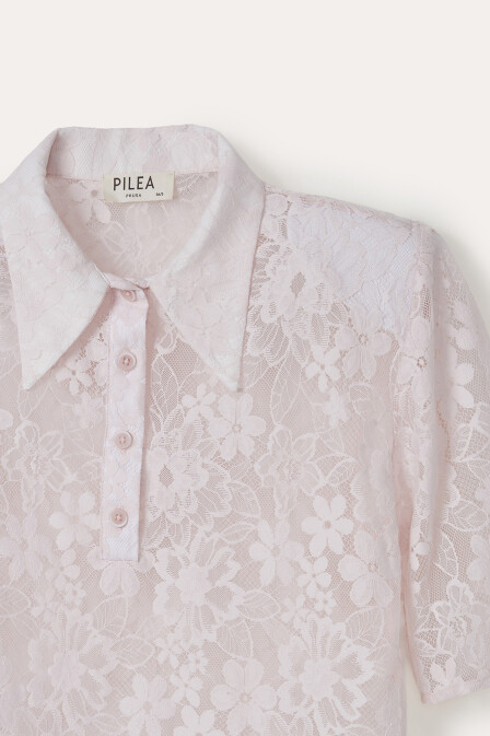 Mini Short Sleeve Lace Shirt - 5