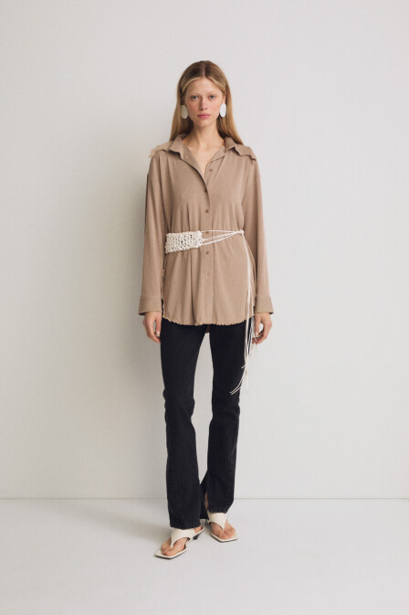 Mink Pleated Knitted Shirt - 3