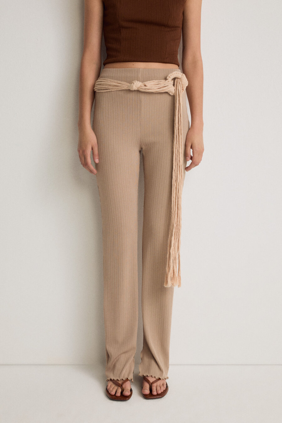 Mink Pleated Knitted Trousers - 2