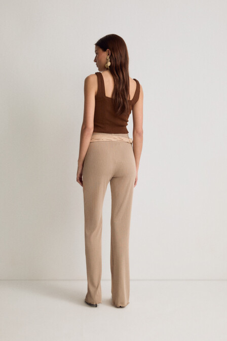 Mink Pleated Knitted Trousers - 3