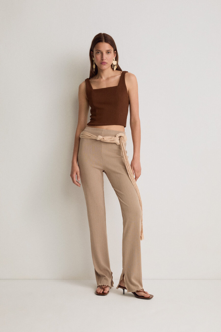 Mink Pleated Knitted Trousers - 1