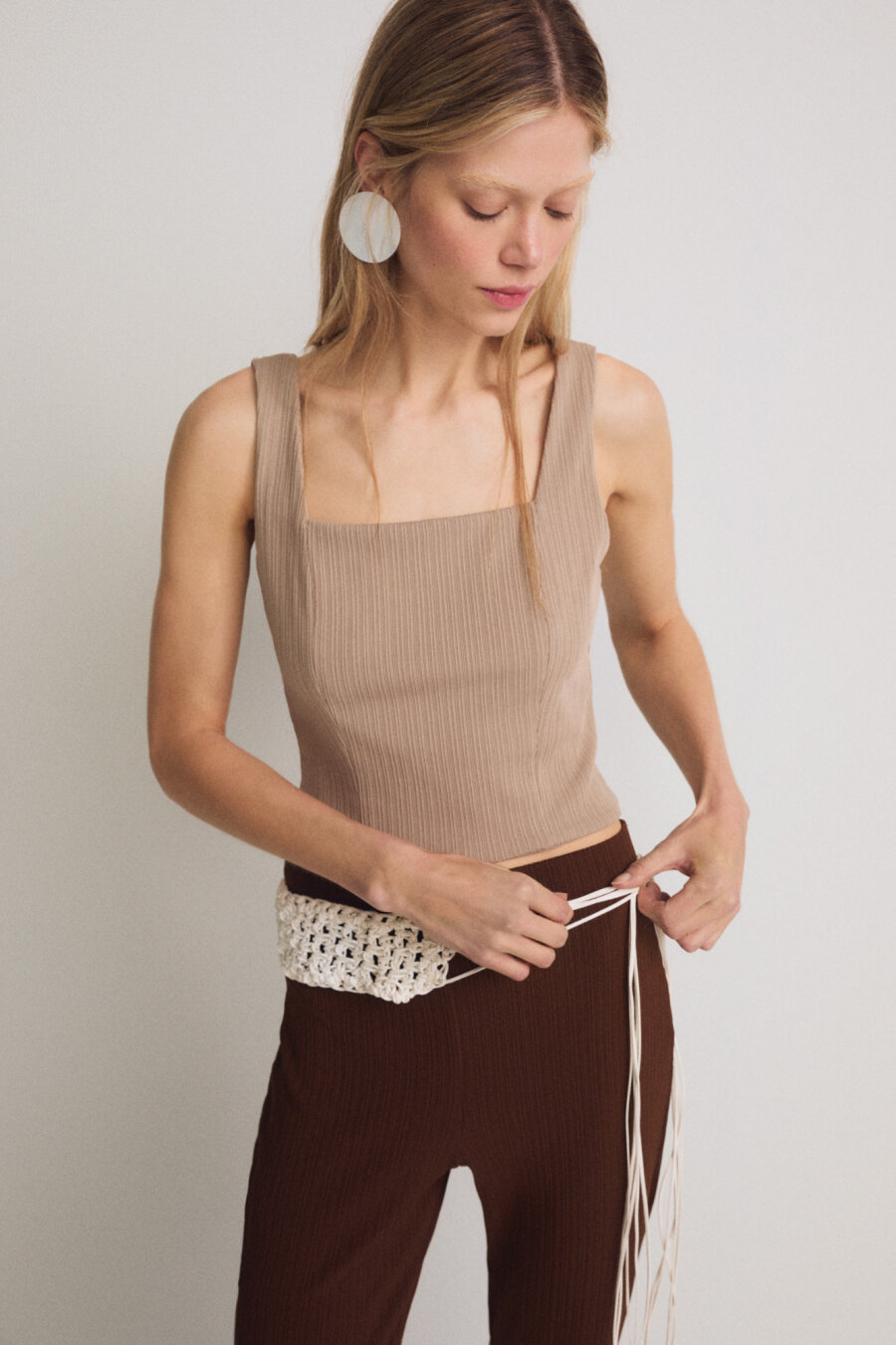 Mink Sleeveless Crop Top - 2