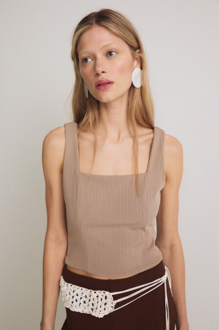 Mink Sleeveless Crop Top - 1