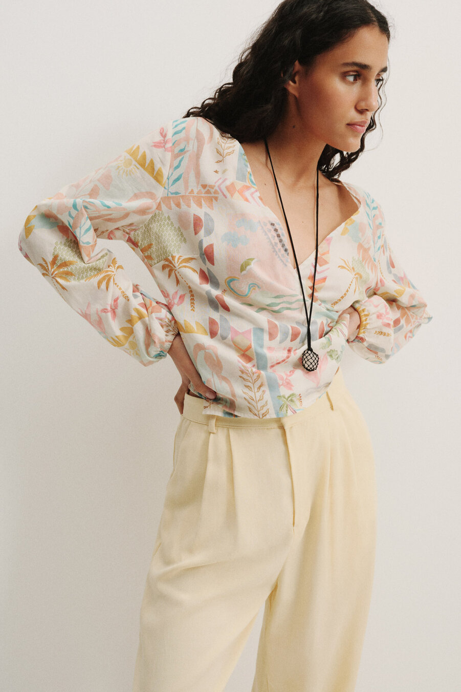 Mira Sol Wrap Cotton Blouse - 1