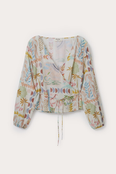 Mira Sol Wrap Cotton Blouse - 3