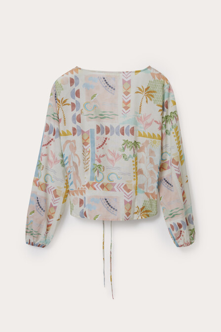 Mira Sol Wrap Cotton Blouse - 4