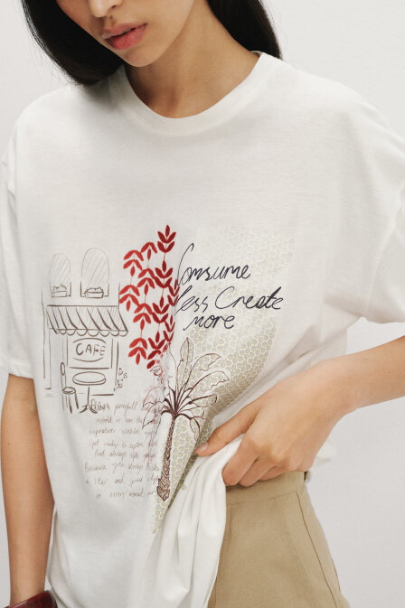 Mistik Desenli Oversize Tshirt - PILEA