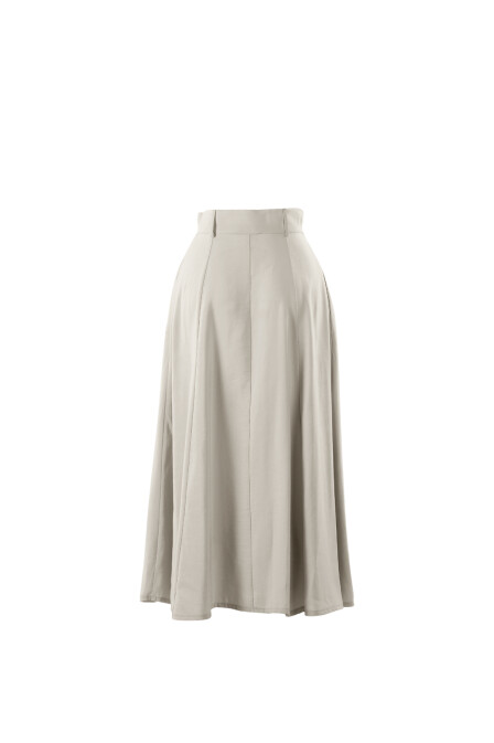 Modal Beige A-Line Skirt with Pockets - 2