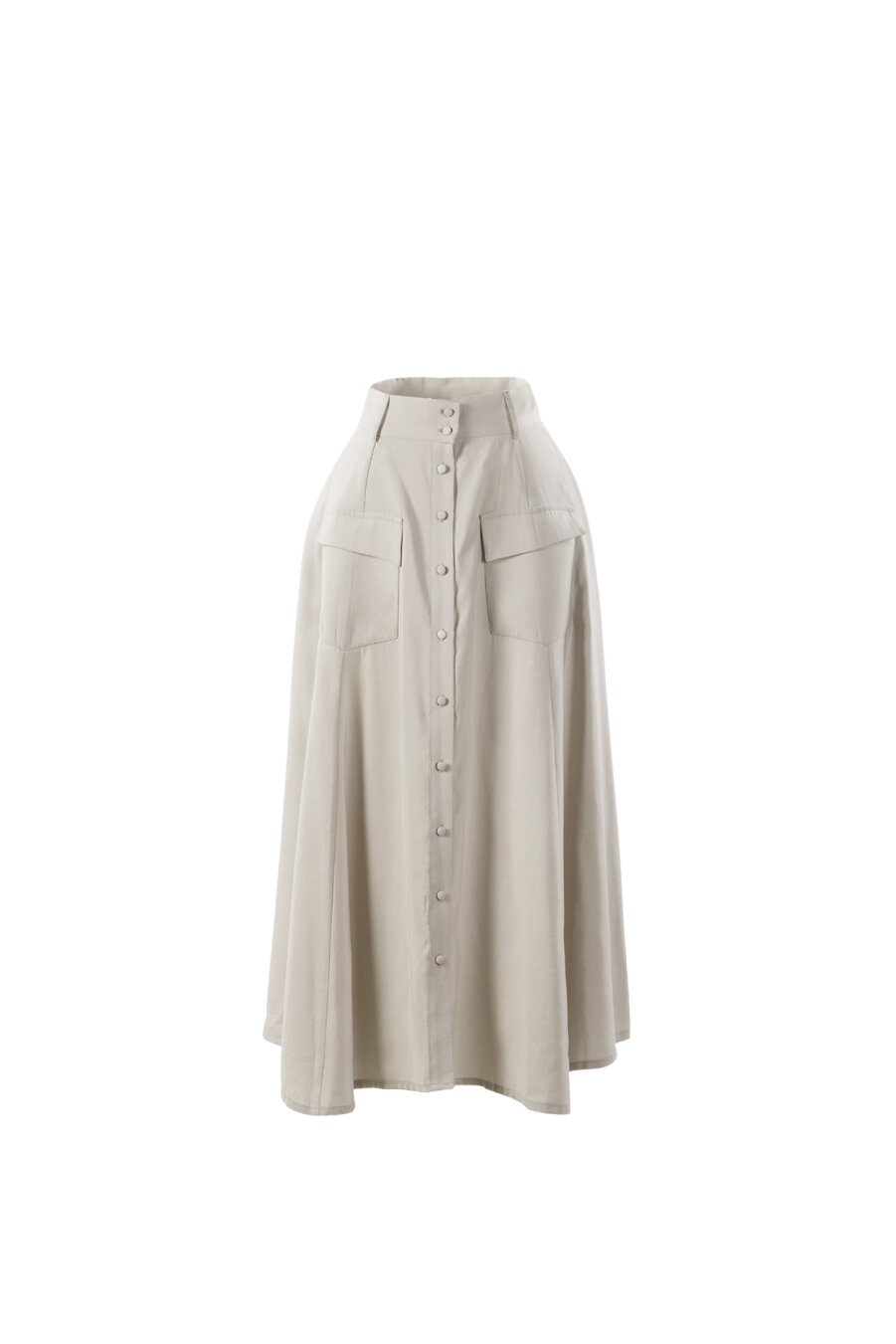 Modal Beige A-Line Skirt with Pockets - 1