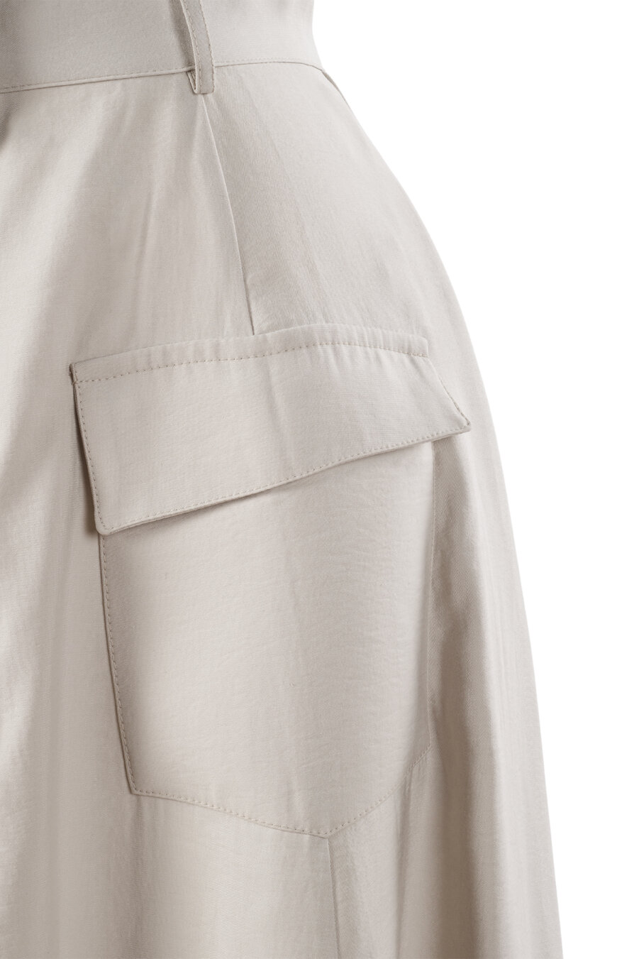 Modal Beige A-Line Skirt with Pockets - 3