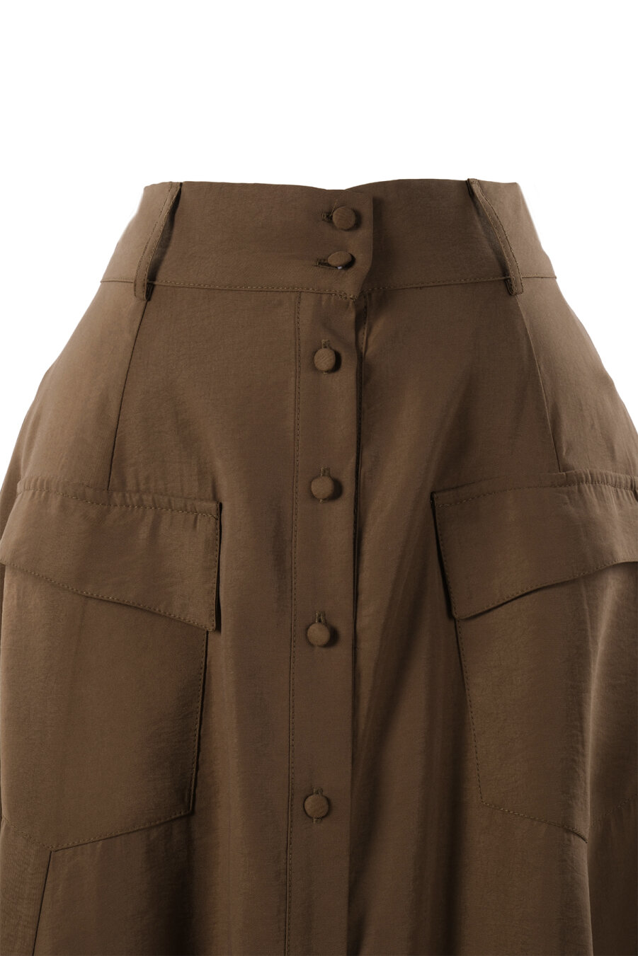 Modal Brown Bell Skirt with Pockets - 2