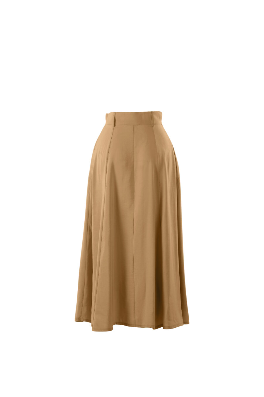 Modal Camel A-Line Skirt with Pockets - 3