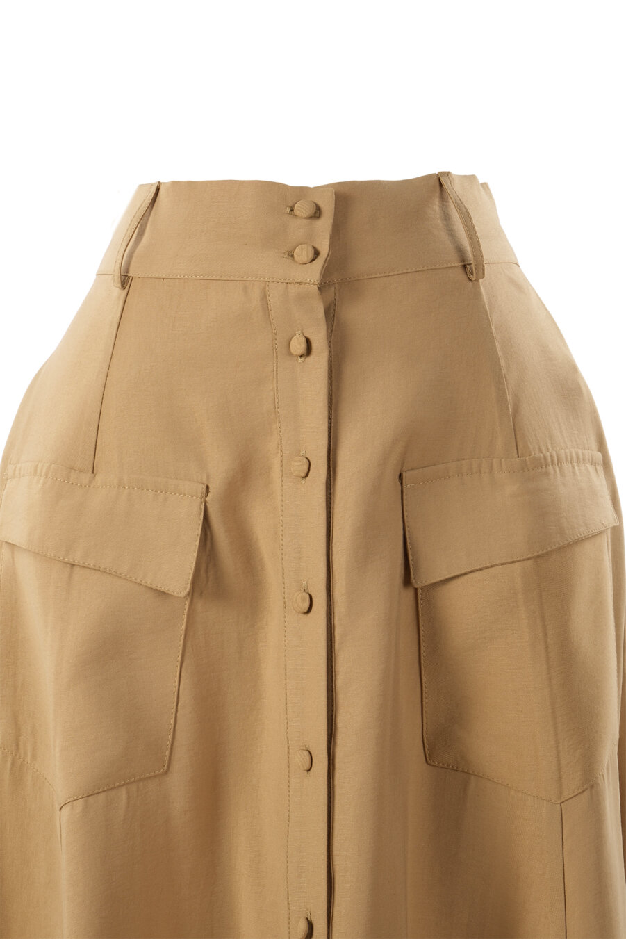 Modal Camel A-Line Skirt with Pockets - 2