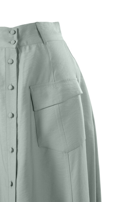 Modal Mint A-Line Skirt with Pockets - 4