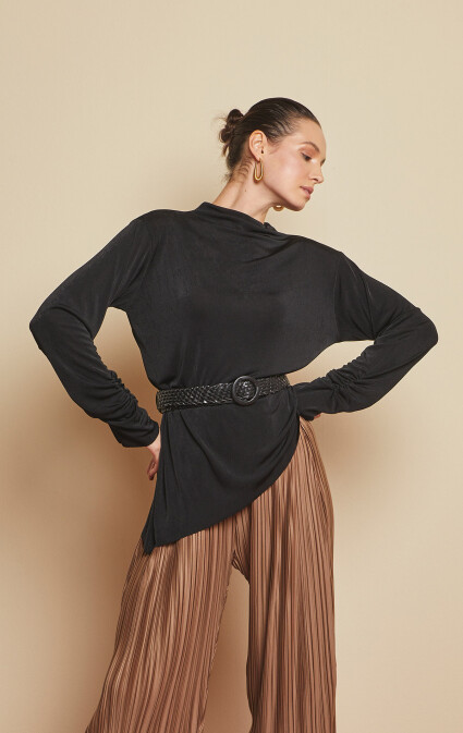 Myrra Black Asymmetric Blouse - 3