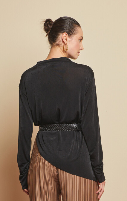 Myrra Black Asymmetric Blouse - 4