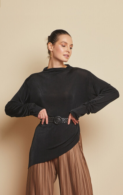 Myrra Black Asymmetric Blouse - 1